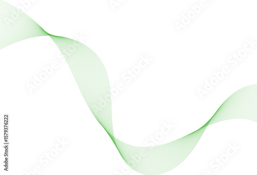Abstract green flowing wave lines isolated on transparent background, creating a dynamic and elegant motion effect