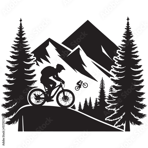 Mountain Biking Adventure Through the Forest Silhouette Ride