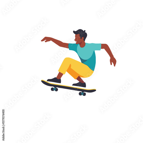 Skateboarder illustration for action sports enthusiasts-cool vector art of a person riding a skateboard-explore the vibrant world of skateboarding with this trendy image