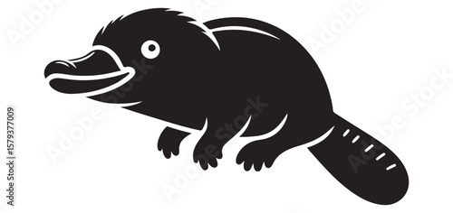 Monotreme Animal Silhouette Illustration of Platypus for Wildlife Icon