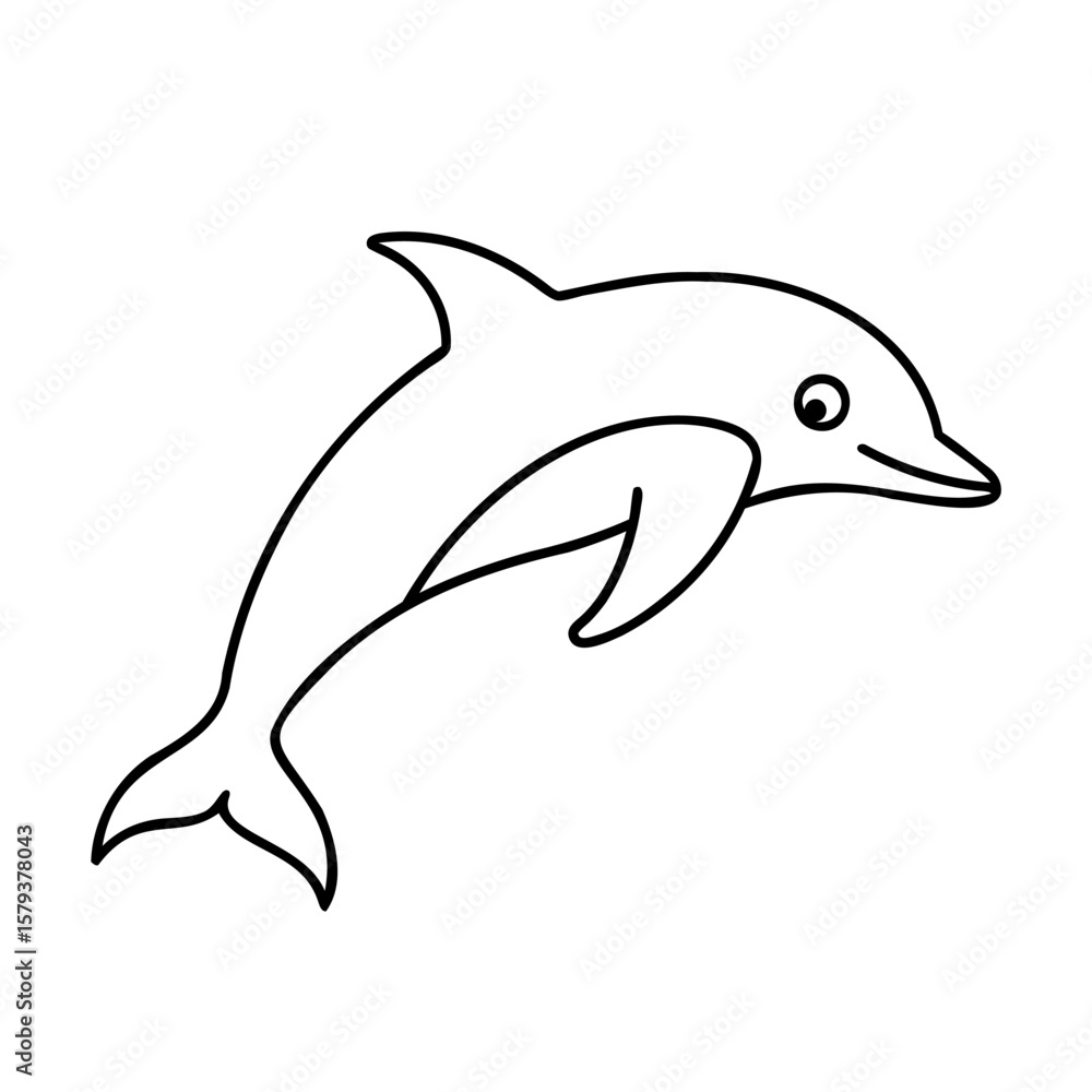 Obraz premium Outline a leaping dolphin with fins tail on a animal marine