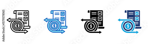 Cash Flow Statement icon Multi Style Vector Illustration