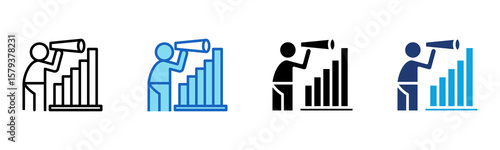 Market Forecast icon Multi Style Vector Illustration