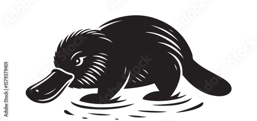 Charming Platypus Silhouette Floating Gently on the Water