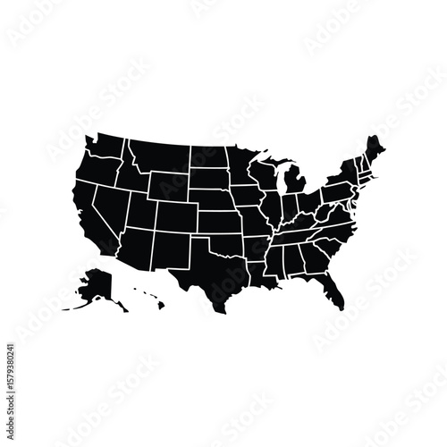 Wallpaper Mural USA map with states isolated on a white background. United States of America map. Vector illustration. Torontodigital.ca