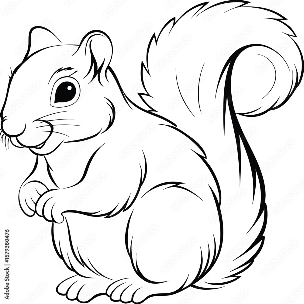 Obraz premium Detailed Line Art of a Squirrel Illustration on transparent background