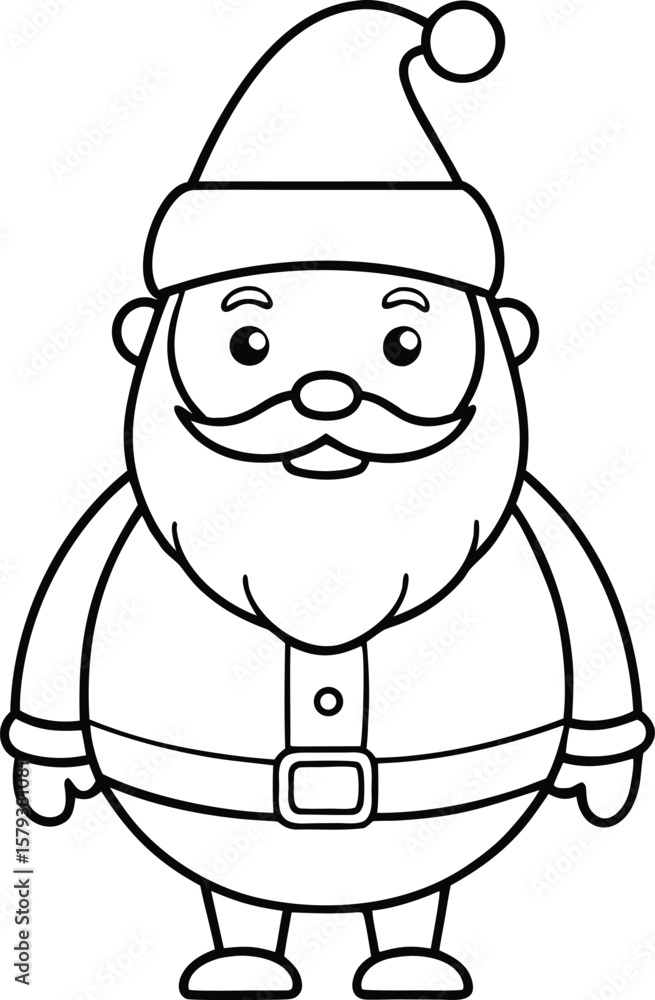 Naklejka premium Santa Claus Coloring Page Vector Illustration