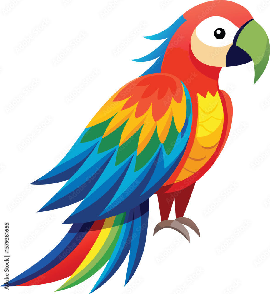 Obraz premium Vibrant Colorful Macaw Parrot Illustration, Tropical Bird Design, Exotic Avian Artwork