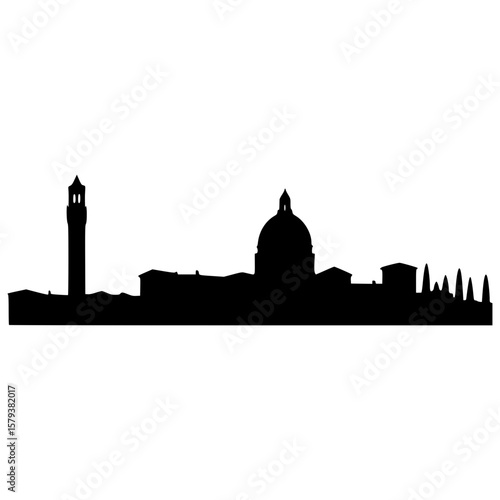 Florence skyline silhouette with duomo dome and giotto�s bell tower, vector illustration