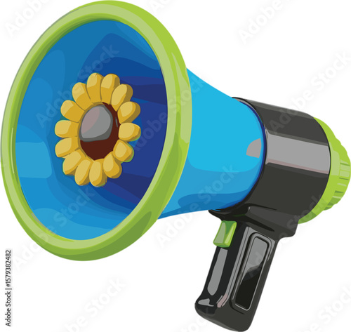 Announcing good news with a creative megaphone design.