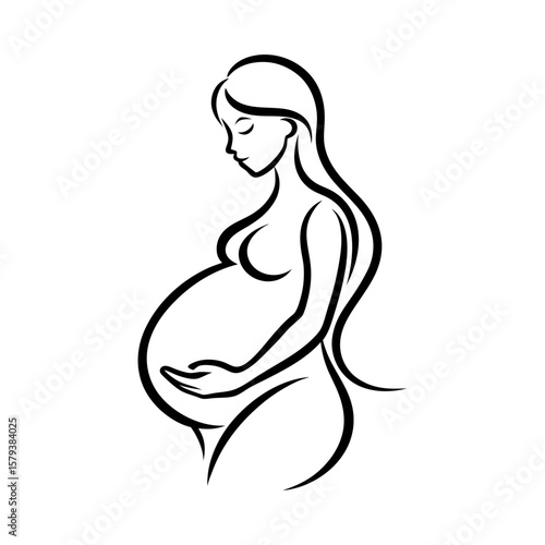 pregnant woman abstract icon a delicate abstract vector art