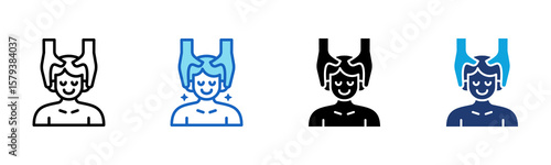 Head Massage icon Multi Style Vector Illustration