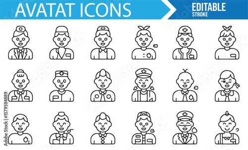 Job-related avatar icons set for professional use and career development.