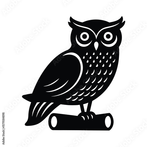 Golden Owl Perched on Scroll Design