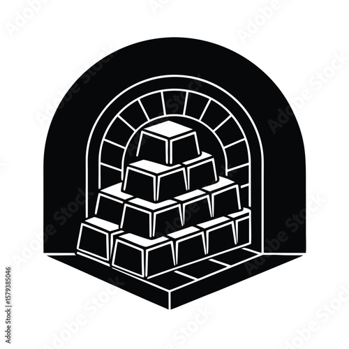 Gold Bars Stacked Inside Vault Image
