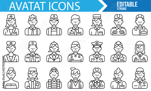 Collection of worker avatar icons for business and career-related projects.