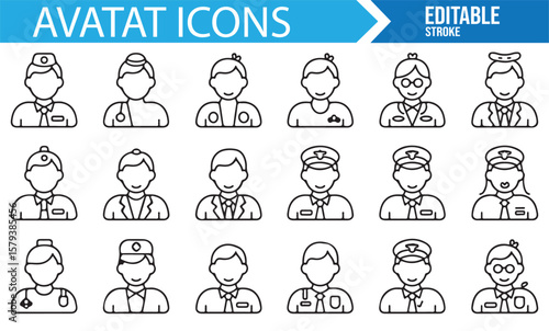 Diverse avatar icons depicting occupations in medical, emergency, and service industries.