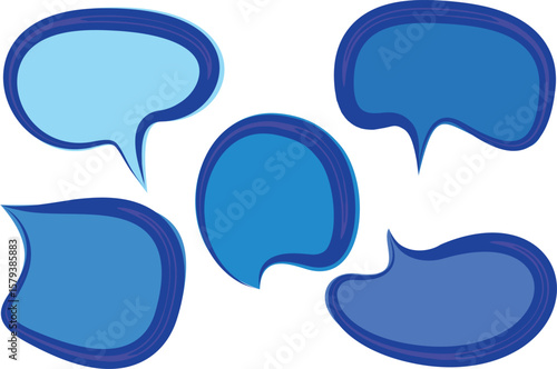 blue colors abstract bold outline speech bubbles with backdrop