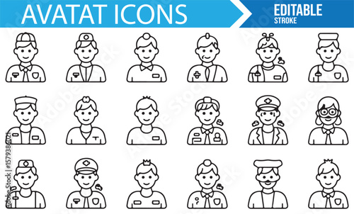 A collection of avatar icons representing different professions, including medical, military, and service roles. Ideal for educational, career, and professional content.