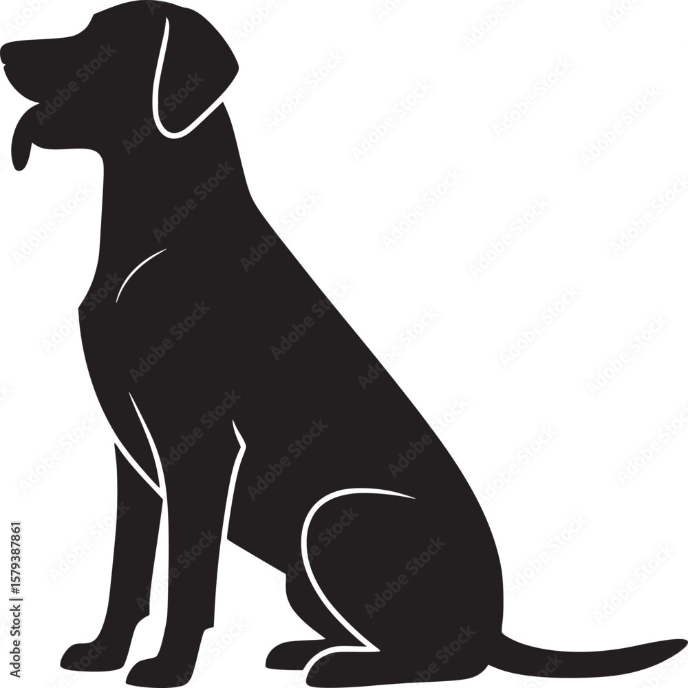 Obraz premium Black labrador retriever dog silhouette vector illustration pet animal mammal canine breed domestic doggy style
