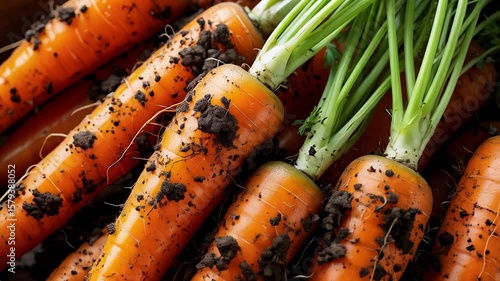 Freshly Harvested Carrots in a Rustic Wooden Crate: Close-Up of Vibrant, Organic Produce Straight from the Garden