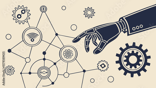 Robotic automation technology concept with artificial intelligence and machine learning for industry 4 0