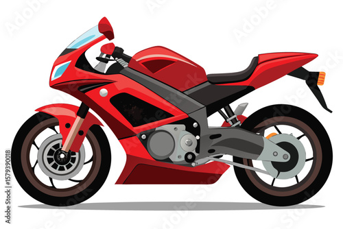 Red sport motorcycle isolated on white background