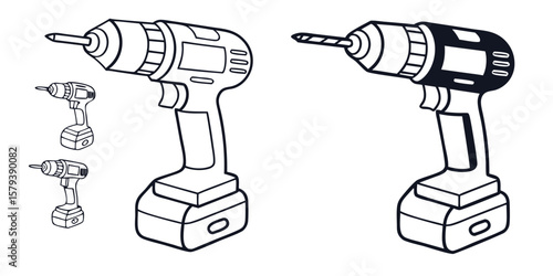 Cordless drill tool illustration power tool technology