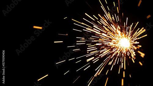 A close-up of glowing sparks against a dark background, capturing the intensity of industrial metalworking.