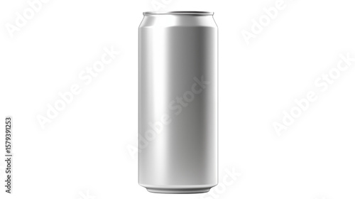 Shiny beverage container presents a clean, modern design ideal for product mockups and showcasing canned drinks on a transparent background.