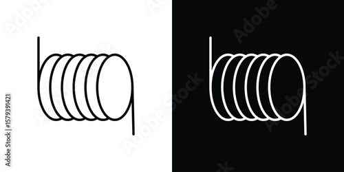Wire coil icon in outline and solid vector sign for web