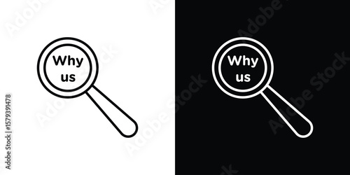 Why us icon in outline and solid vector sign for web