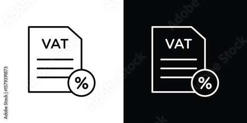 Value added tax VAT icon in outline and solid vector sign for web