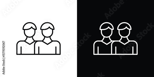Twin icon in outline and solid vector sign for web