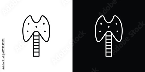 Thyroid icon in outline and solid vector sign for web