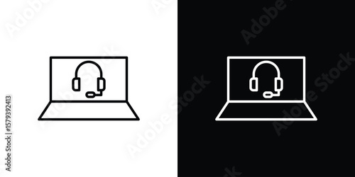 Tech support icon in outline and solid vector sign for web