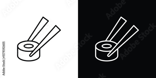Sushi icon in outline and solid vector sign for web