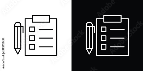 Survey icon in outline and solid vector sign for web