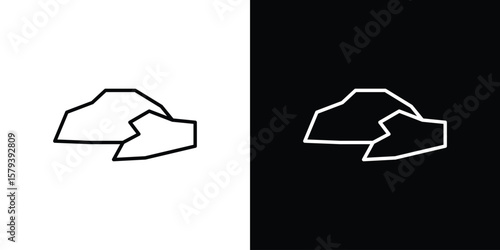 Stone icon in outline and solid vector sign for web
