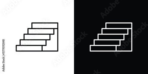 Stairs icon in outline and solid vector sign for web