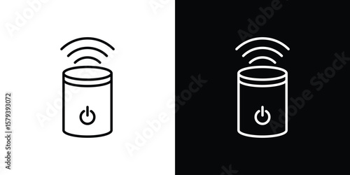 Smart speaker icon in outline and solid vector sign for web