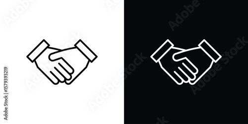 Shake hands icon in outline and solid vector sign for web