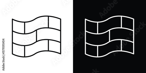 Roof tile icon in outline and solid vector sign for web