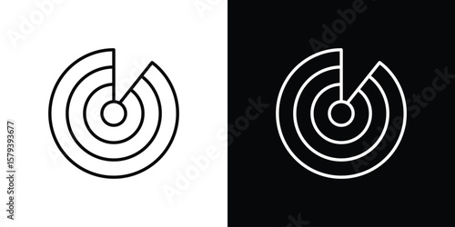 Radar detection icon in outline and solid vector sign for web