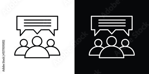 Public opinion icon in outline and solid vector sign for web