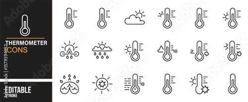 Editable Icons for Climate, Weather, and Temperature-related Digital Solutions