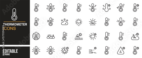 Editable Icons for Weather, Temperature, and Forecasting Applications
