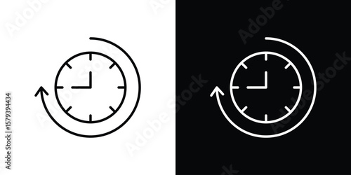Past icon in outline and solid vector sign for web
