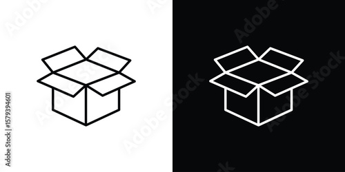 Open box icon in outline and solid vector sign for web