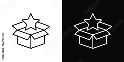 New product icon in outline and solid vector sign for web